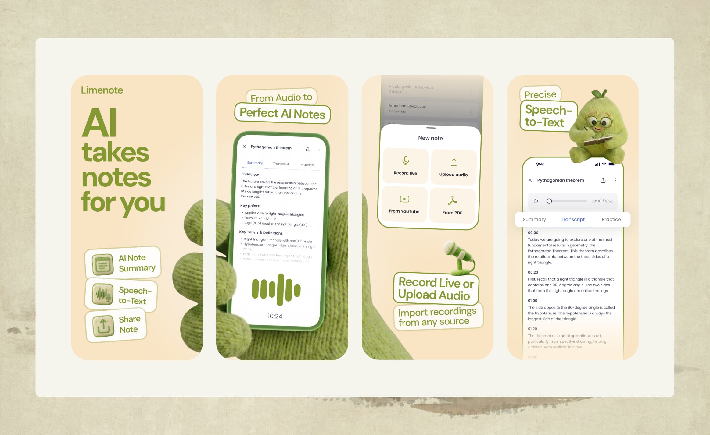 App Store screenshots presented as a sequence of focused mini ads.