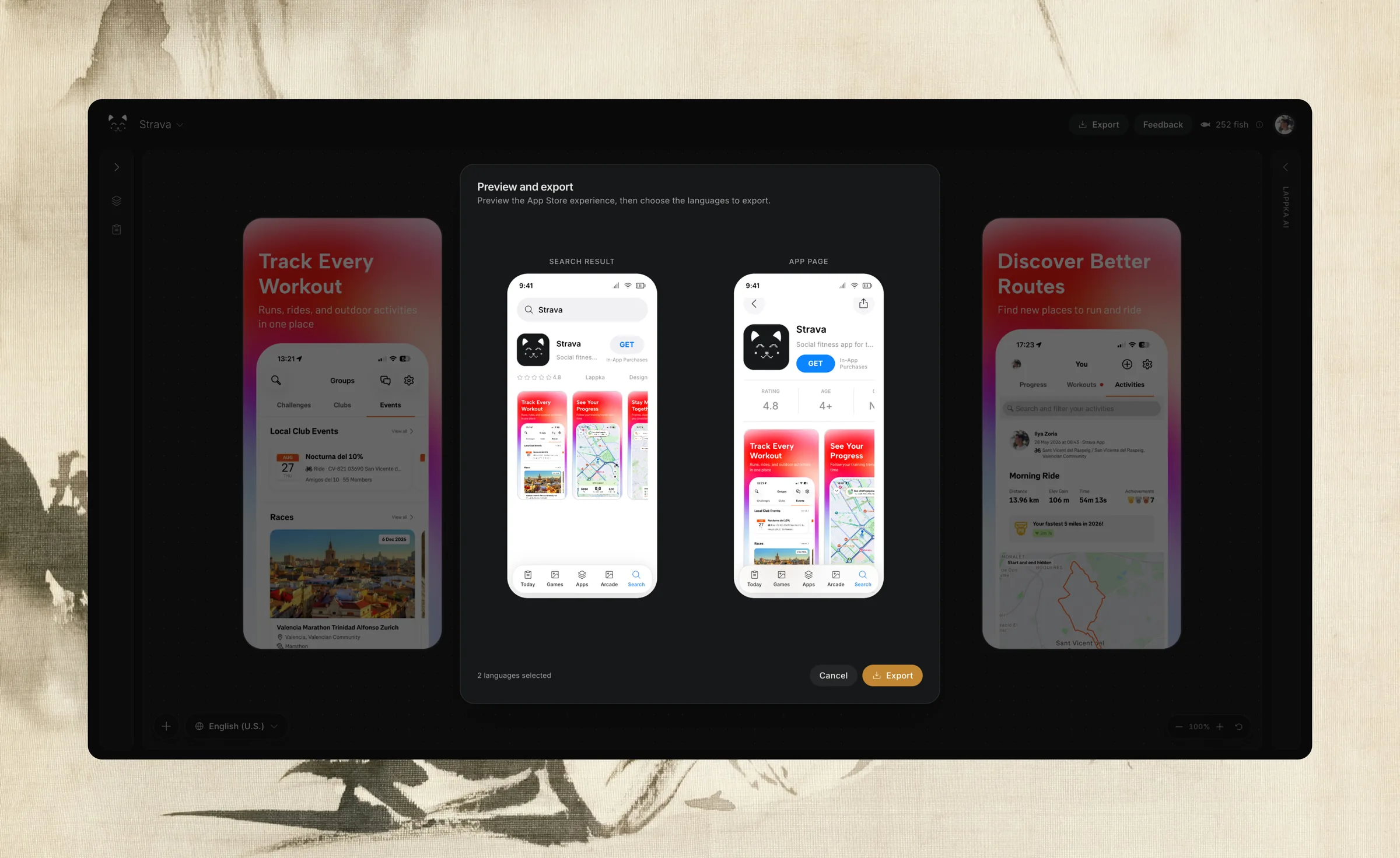Preview and export an App Store screenshot story in Lappka